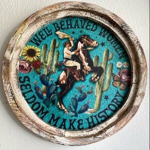 Vintage Western Wall Art with Cactus and Horse Well Behaved Women